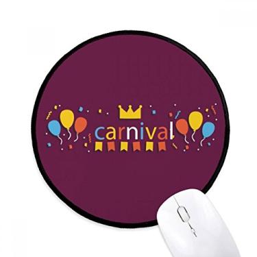 Imagem de DIYthinker Coroa de balão Feliz Carnaval de Veneza Mouse Pad Desktop Escritório Tapete Redondo para Computador