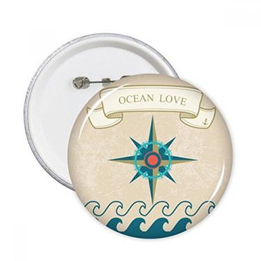 Imagem de Broche redondo com estampa Ocean Love Sea Sailing Bússola 5 peças