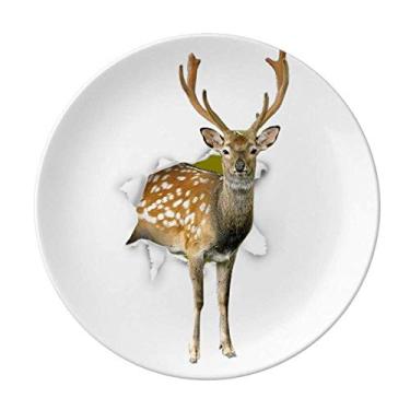 Imagem de Animal Paper Breaks Impact Deer Prato Decorativo Porcelana Salver Louça Prato de Jantar