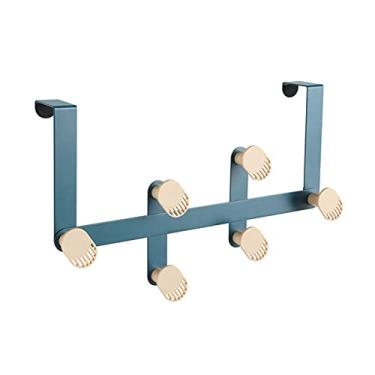 Imagem de KIZQYN Ganchos de casaco cabide de parede cabide de porta gancho de casaco cabide de armário de cozinha suporte de armazenamento de toalha de banheiro doméstico rack de pendurar de parede (cor: caneca azul grande)