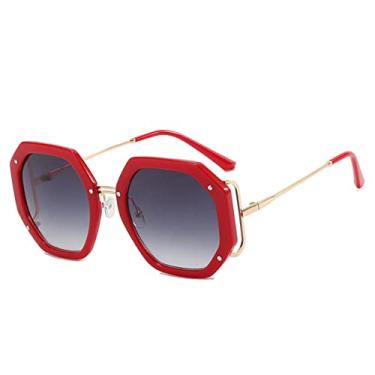 Imagem de Óculos de Sol Quadrados Grandes para Mulheres Óculos de Sol Polígono para Senhoras Óculos de Luz Anti Azul, 4, Com uma Bolsa