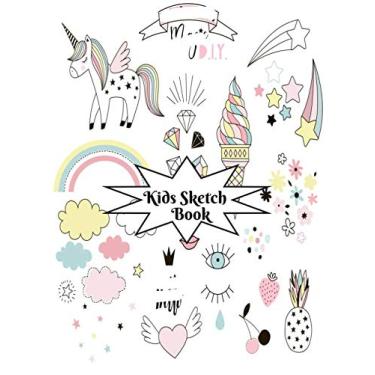 Imagem de Caderno de esboços infantis: Caderno em branco extra grande para crianças de unicórnio para rabiscos, esboços, escritas e muito mais (coleções de cadernos de desenho infantis)