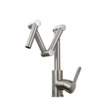 Imagem de Torneira para pia de cozinha dobrável toda em cobre torneira telescópica quente e fria universal para pia giratória torneira dourada, B1