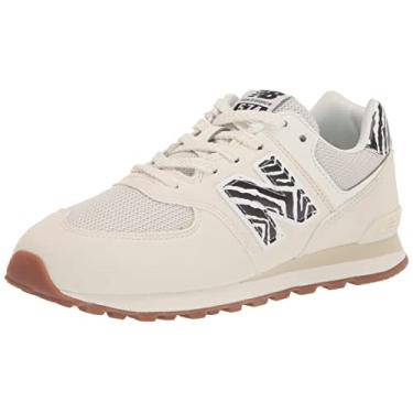 Imagem de New Balance Tênis feminino 574 V1 Animal com cadarço, Sal marinho/preto/rosa pedra, 18