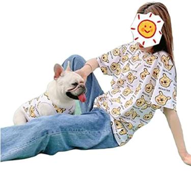 Imagem de Camisetas combinando para cães e donos roupas de família para cães Pitbull roupas para cães camisetas para papa e mamãe - mãe e animal de estimação são vendidas separadamente (pai-M, amarelo)