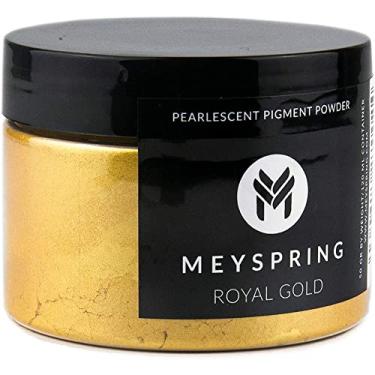 Imagem de MEYSPRING Pó de mica Royal Gold para resina epóxi - ouro Kintsugi - pigmento de resina epóxi - ótima cor de resina para kit de reparo Kintsugi e epóxi metálico - suprimentos de arte em resina - pó de