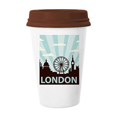 Imagem de Britain UK London Eye Outline United Kingdom Caneca de café bebendo vidro cerâmica copo tampa