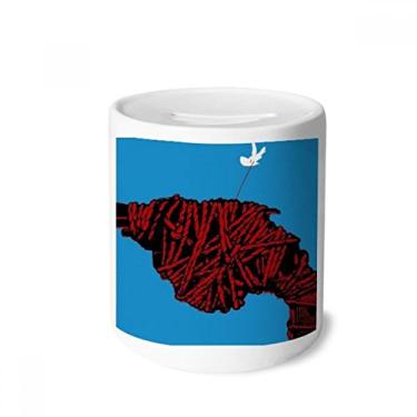 Imagem de DIYthinker Caixa de moedas de cerâmica com estampa de paz anti-guerra para presente de cofrinho