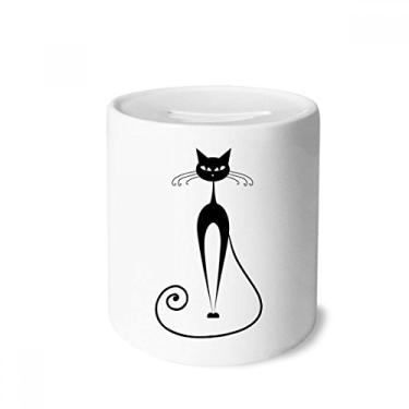 Imagem de DIYthinker Elegante caixa de dinheiro preta para amantes de gatos com desenho de animal caixa de cerâmica porta-moedas presente de cofrinho