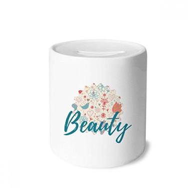 Imagem de DIYthinker Caixa de moedas de cerâmica com flores de pássaro, caixa de dinheiro para presente de cofrinho