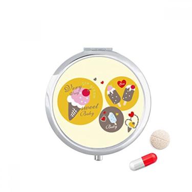 Imagem de Caixa de comprimidos de sorvete com coração de cereja e picolé doce, dispensador de remédios