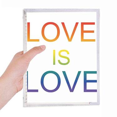 Imagem de Caderno LGBT com a bandeira do arco-íris Love Is Love com folhas soltas e diário recarregável
