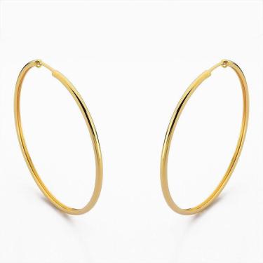 Imagem de Brinco Argola Básica Tubo Banhado Ouro 18k 5cm