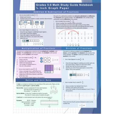 Imagem de Grades 5-6 Math Study Guide Notebook 1/4 Inch Graph Paper: 1/4 Inch Squares (Quad Ruled 8.5 x 11) Grid Paper for Kids