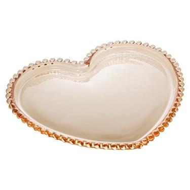 Imagem de WOLFF - Prato de Cristal Coração Âmbar Metalizado 30cm x 25cm x 2cm - Linha Pearl
