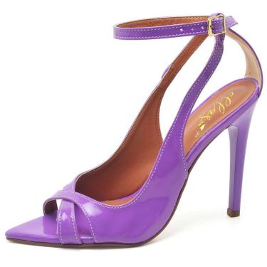 Imagem de Sandália Ellas Online Salto Alto Bico Folha Verniz Iris