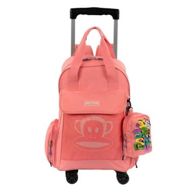 Imagem de Mochila Sestini Carrinho 4 Rodas Paul Frank 2 em 1 Coral