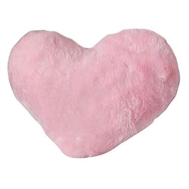 Imagem de Almofada de Coração Pelúcia Pelo Curto Rosa Bebê Luxo Para Decoração