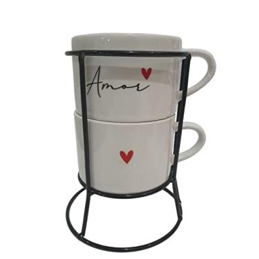Imagem de Conjunto Xícaras Empilháveis Torre Amor Namorados