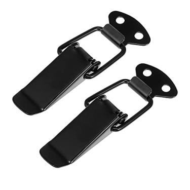 Imagem de X AUTOHAUX Grampos de trava de gancho de segurança universal para para-choques de carro clipes de gancho de liberação rápida para porta-malas de carro fixadores de liberação rápida para porta-malas para-choques pretos 80x28mm 2 peças