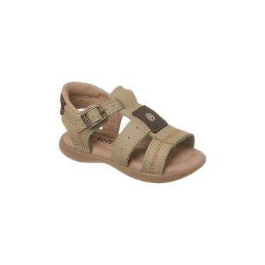 Imagem de Sandália Infantil Masculina Ortopé Carinhoso Couro Nude Natural 
