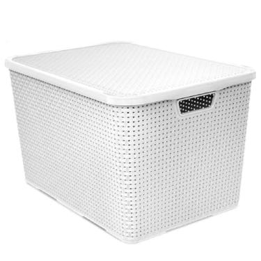 Imagem de Kit 4 Caixas Organizadora Rattan Empilhável 40 Litros - Branca
