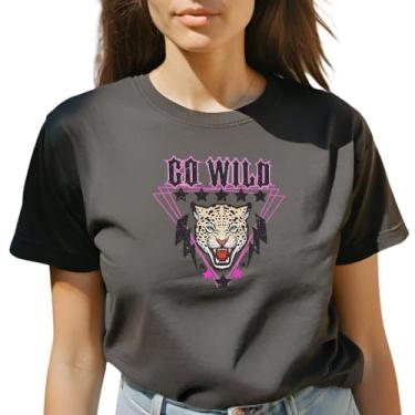 Imagem de Camiseta Feminina T-shirt Onça Blusinha Plus Size Camisa Tigre GuGi CF01-003 (Preto, G)