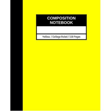 Imagem de Caderno de composição amarelo pautado para faculdade: 110 páginas/55 folhas (19 x 23,5 cm) papel forrado para escrever diários de adolescentes, meninas, meninos ... Trabalho, uso personalizado e