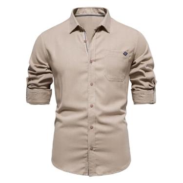 Imagem de Camisetas masculinas gola tartaruga outono inverno manga longa ajuste relaxado cardigã simples camisa masculina 2024, C-771 cáqui, XG