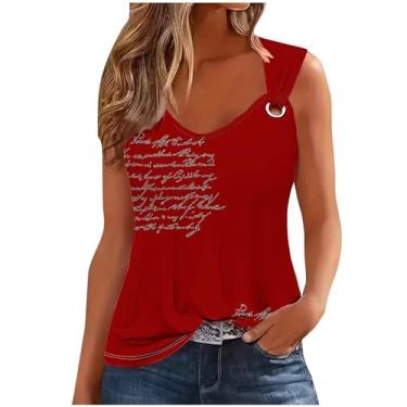 Imagem de Camisetas femininas folgadas longas sem mangas alças finas verão outono 2024 moda, Y-373 Vermelho, P