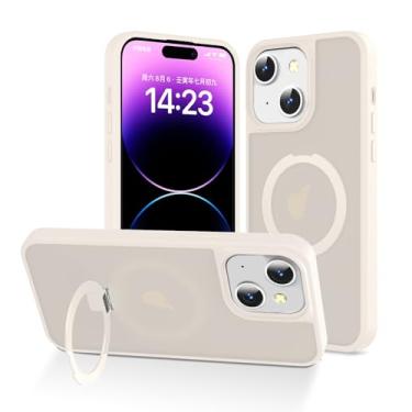 Imagem de DTBG Capa magnética atualizada e suporte para iPhone 14 Plus/15 Plus compatível com MagSafe [proteção militar contra quedas de 3 metros] Capa fina com suporte magnético resistente para iPhone 15 Plus, rosa areia