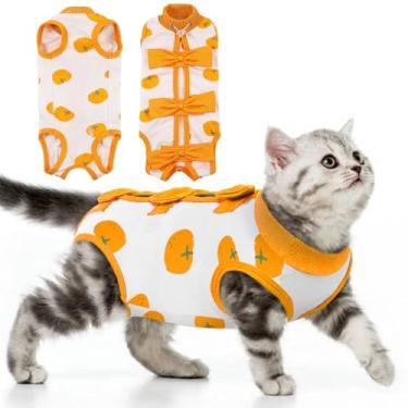 Imagem de DENTRUN Cute Surgery Anti-lamber Spay Recovery Terno confortável para gatos, camisa de recuperação cirúrgica para animais de estimação após a cirurgia para gatos machos e fêmeas cães pequenos