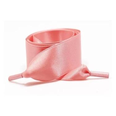 Imagem de 1Pair Satin Shoe Laces Flat Silk Ribbon Shoelaces Width Boots Sneakers Laces For Shoes Length (Color : Watermelon red, Size : 100cm)