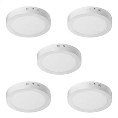 Imagem de Kit 5 Painel 18w Led Paflon Redondo Sobrepor 6500k Branco