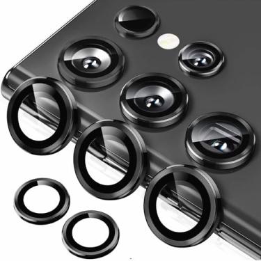 Imagem de Protetor de lente para câmera Samsung Galaxy S24 Ultra, resistente a arranhões, claridade HD ultrafina, vidro temperado 9H com borda de alumínio, capa de lente de metal individual, compatível com