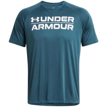 Imagem de Under Armour Camiseta masculina de manga curta com estampa Velocity, Azul estático, P