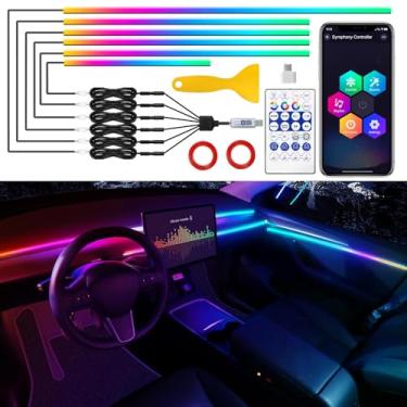 Imagem de Fita de luz LED para carro Tesla Model 3/Y/S/X Dreamcolor com USB/Tipo C, RGB 6 em 1 com 475 cm 650 LEDs Strip para Tesla, Dynamic Chasing Music Sync Neon Tesla Kits de iluminação ambiente