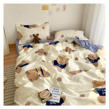 Imagem de Jogo de cama casal casal lençol de cama solteiro casal casal - roupa de cama menino menina conjuntos de cama flor cereja, macio (C 1,8 x 2,2 m 4 peças)