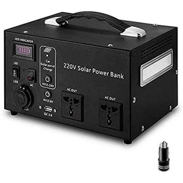 Imagem de Estação de energia portátil de enorme capacidade 500W Fonte de alimentação de emergência carregada por painel solar/tomada de parede para camping, uso doméstico, RV, exterior, 500W-A