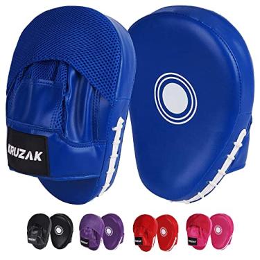 Imagem de Luvas de perfuração simples Kruzak para treinamento de Muay Thai MMA, almofadas de foco para artes marciais de boxe e alvo de perfuração (azul)