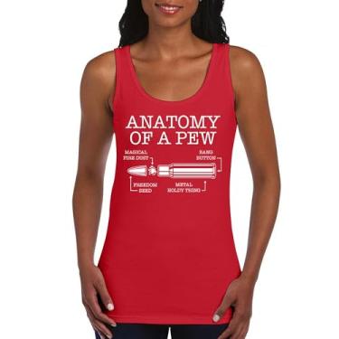 Imagem de Camiseta regata feminina Anatomy of a Pew 2nd Amendment Second Gun Right to Bear Arms Dont Tread on Me American Patriotic, Vermelho, GG
