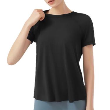 Imagem de Camiseta feminina de manga curta para ioga com sensação de gelo e secagem rápida para ioga, Tipo 5 M, Tamanho Único