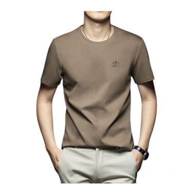 Imagem de Camiseta masculina de algodão mercerizado premium: conforto e estilo combinados, Cáqui, GG