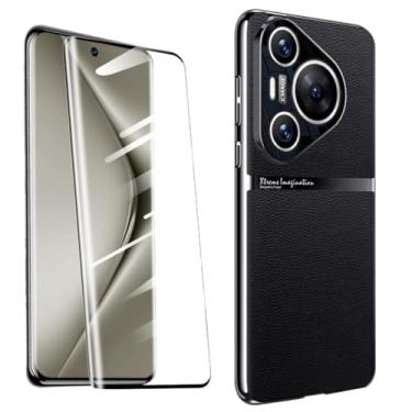 Imagem de QUIETIP Capa compatível com Huawei Pura 70 Pro com protetor de tela de vidro temperado, capa protetora de policarbonato rígido, preta