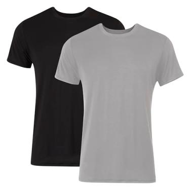 Imagem de Hanes Camiseta masculina Originals Supersoft, camiseta de viscose de bambu, preta/cinza, pacote com 2, Preto/cinza, M