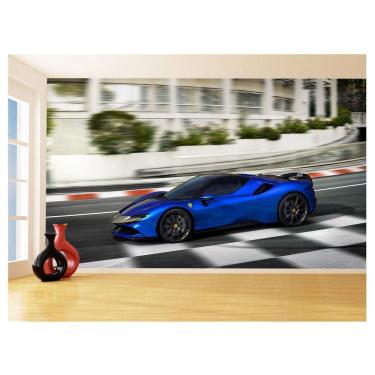 Imagem de Papel De Parede 3D Carro Ferrari Azul Escuro 3,5M Car146