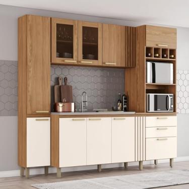 Imagem de Cozinha Compacta B125 10 Portas 2 Gavetas com Painel de Fundo Nature/Off White