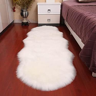 Imagem de Tapete macio de pelúcia para quarto, imitação de cabeceira, cabelo longo, almofada para sofá, branco, vermelho, sala de estar, pele, pd1001, 60x120cm