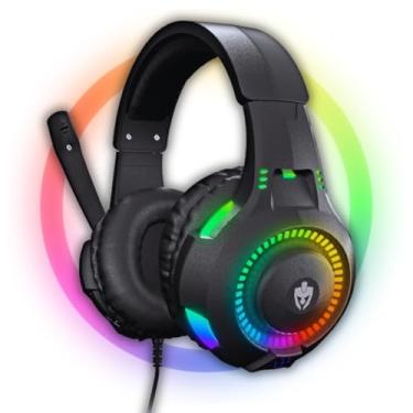 Imagem de Fone De Ouvido Headset Gamer Luz Led RGB Compatível com Computador, Celular, Video Games