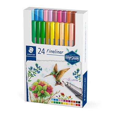 Imagem de STAEDTLER Caneta Ponta Fina Triplus Fineliner 0.3mm Estojo 24 Cores Sortidas - 334 C24-C - Corpo Ergonômico Triangular – Ideal para Escrita e Bullet Journal